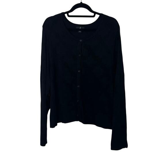 NWOT J Jason Wu Jacquard Cropped Button Cardigan Size 3X Black Minimalist - Picture 1 of 6